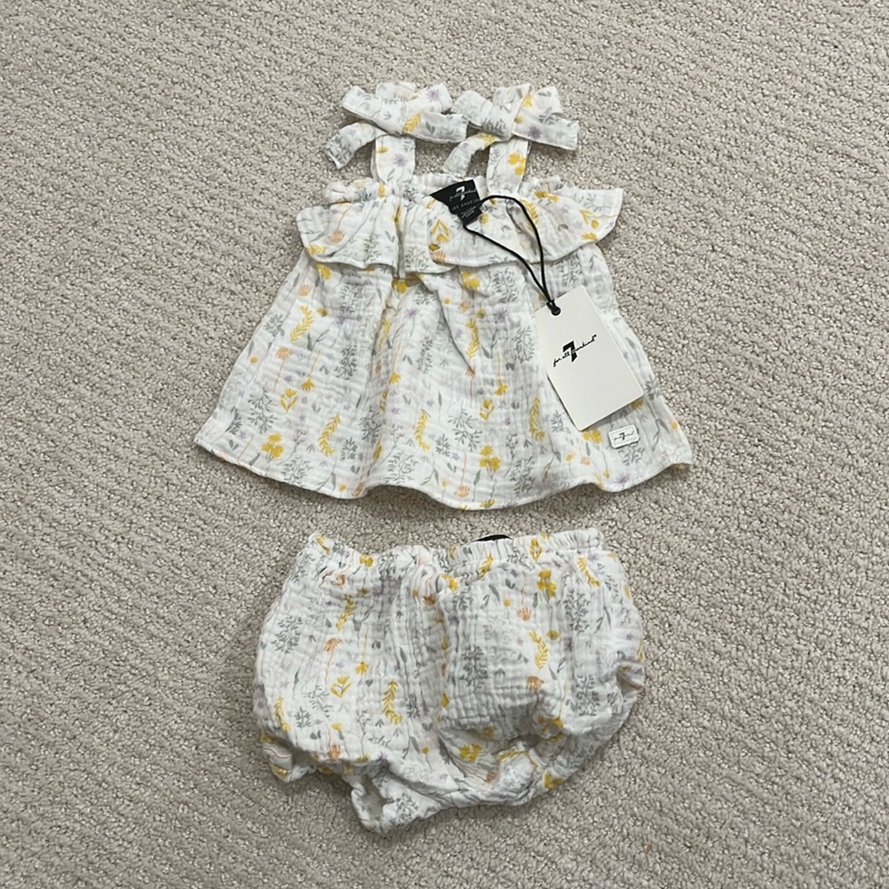 NWT SEVEN 7 for all mankind baby sundress and diaper cover
